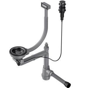 Арматура для одночашевых моек Omoikiri WK-1 с клапаном-автомат Вороненая сталь 4956470