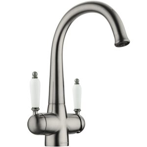 Смеситель для кухни Omoikiri Okinawa 2 Серебро античное / Белый 4994255